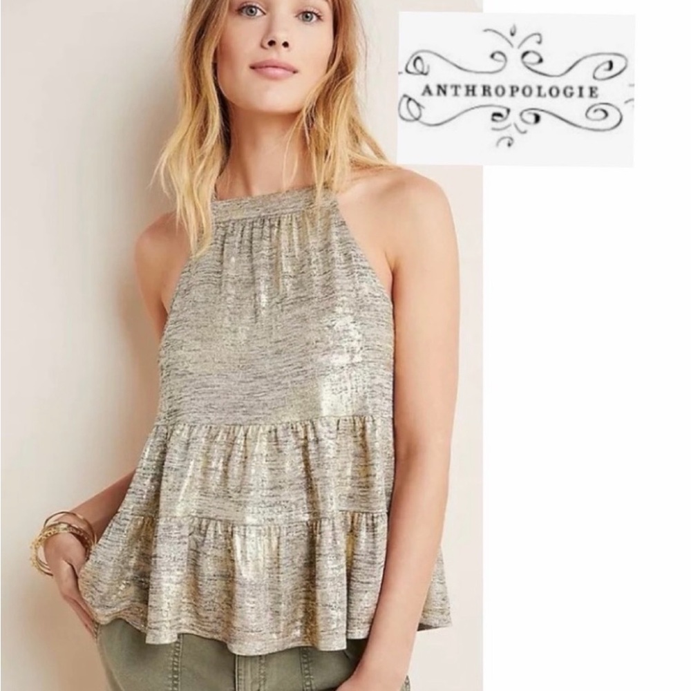 Spiritual Gangster Metallic Gold Halter Blouse